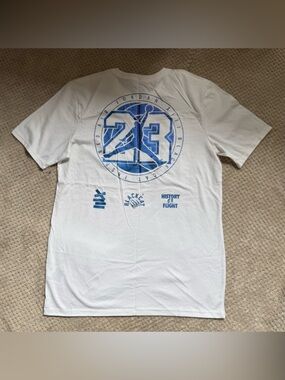 Jordan White Short Sleeve Tee with Blue 23 Jumpman Graphic